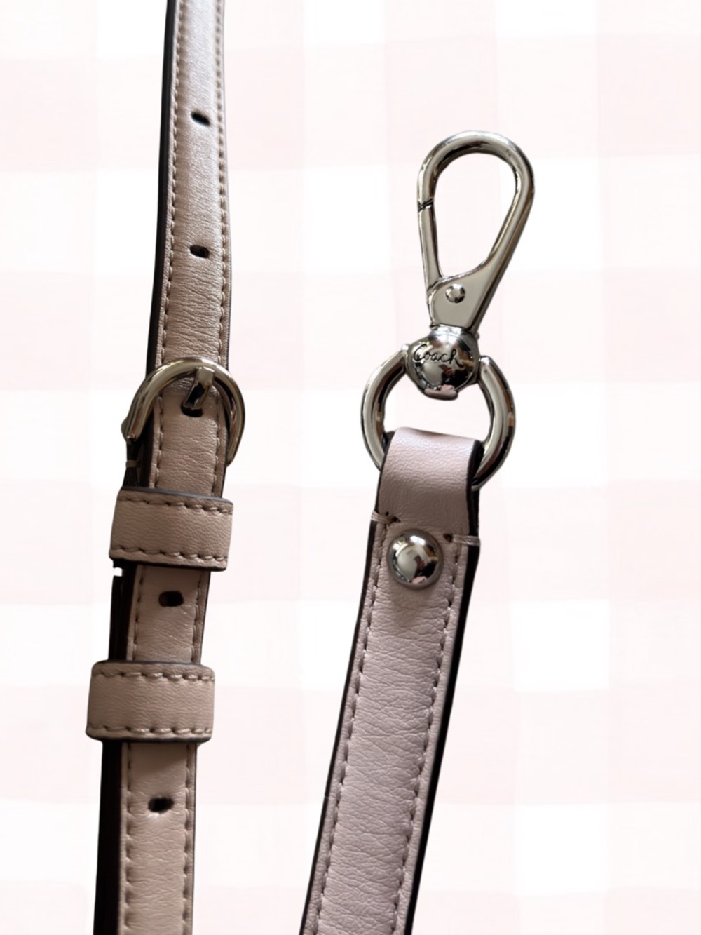 Coach Pale Blush Leather Adjustable Crossbody Strap with Silver Hardware